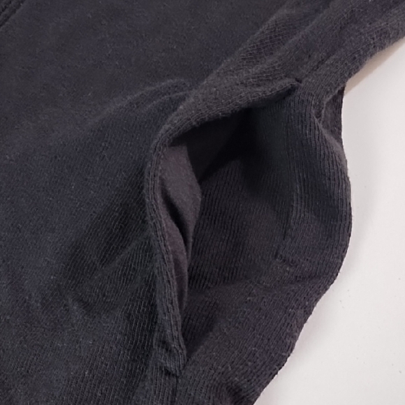 Casual Black Knit Zip Front Pocketed Long Cardigan Hoodie Raw Edged - Picture 6 of 13